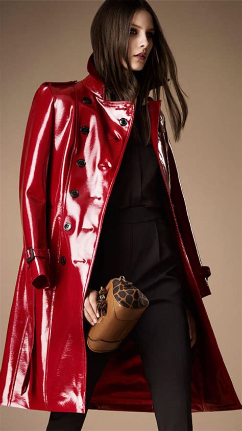 burberry red patent coat|burberry coat women sale.